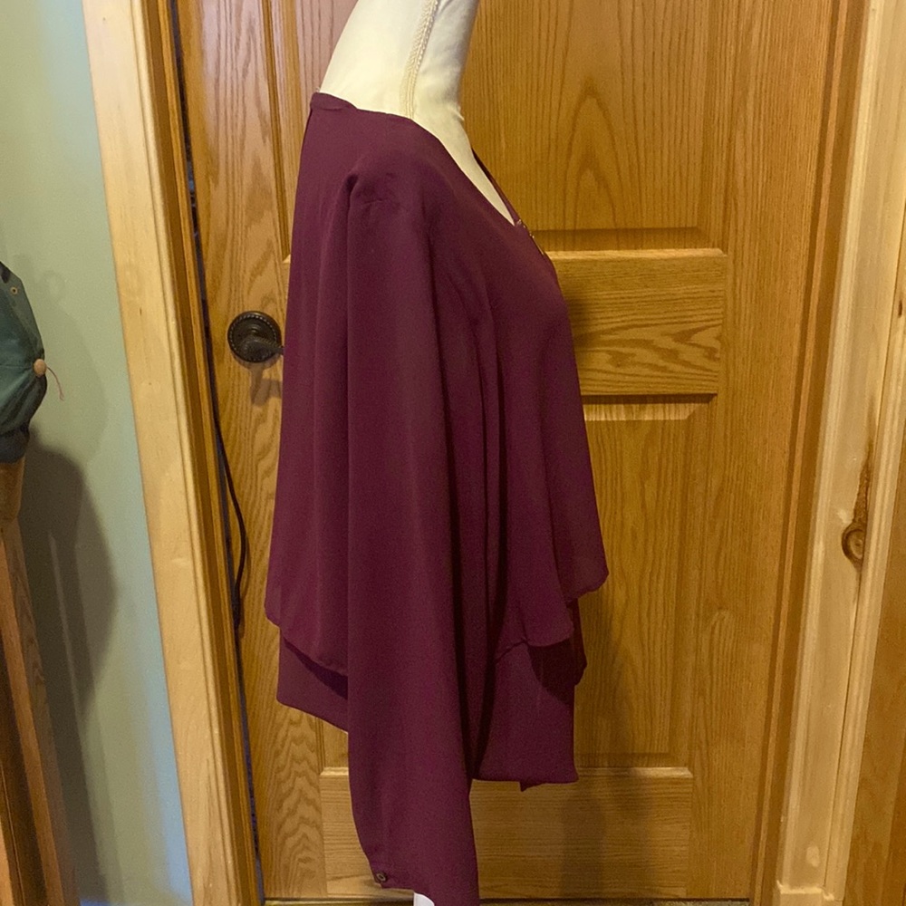 Purple zip up front blouse from NY Collection.